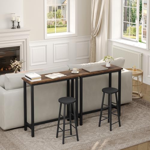 Woltu Table de bar avec structure métallique et plateau en aggloméré - Bois vintage - 100 x 40 x 100 cm