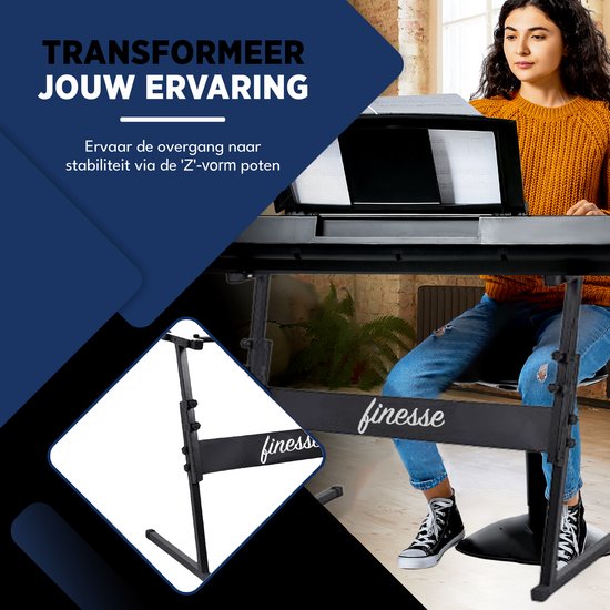 Finesse Keyboard Stand - Adjustable - Tripod - Piano Stand - Keyboard Stand