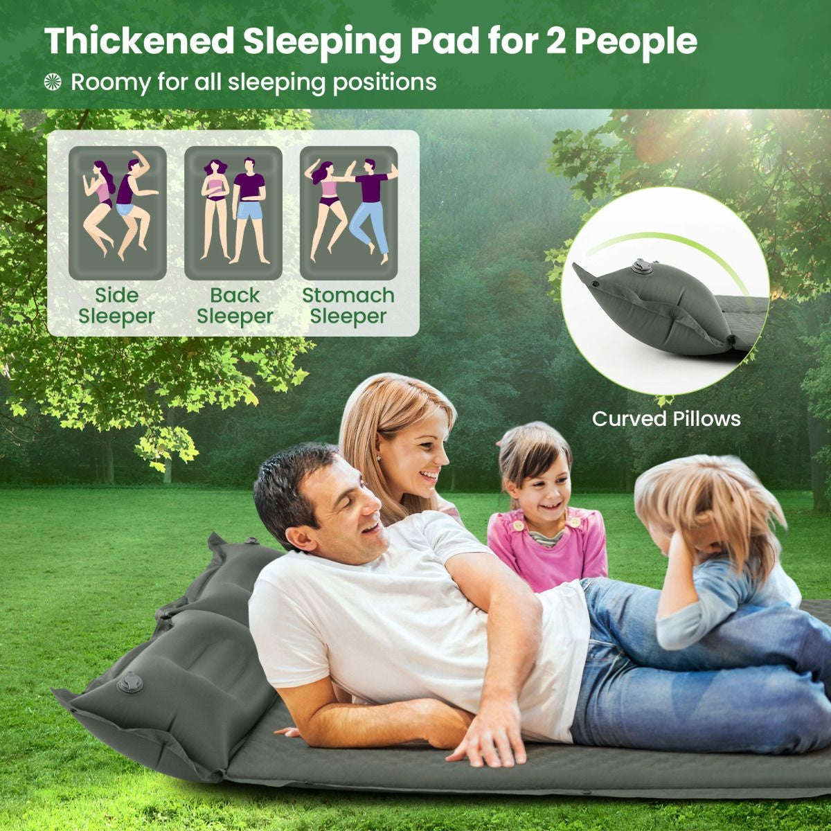 Coast Matelas de camping 2 personnes - autogonflant - imperméable - 187 x 69 x 4 cm - vert