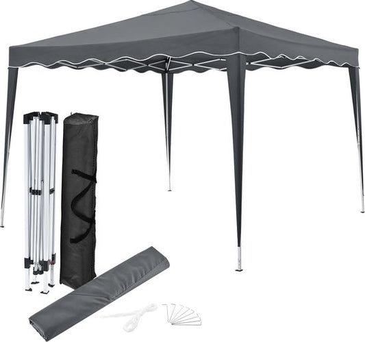 Tente de réception pliable Vivara - 3 x 3m - Gris - Accessoires inclus
