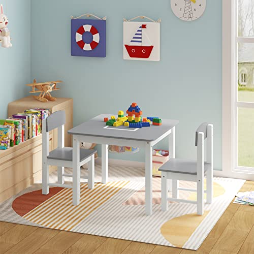 Ensemble table et chaises pour enfants Woltu avec drap de jeu réversible - blanc et gris