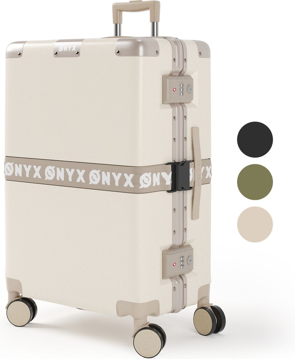 Valise à roulettes ONYX 65L - Bagage à main - Légère - Serrure TSA - 58 x 42 x 27 cm - Blanc sable
