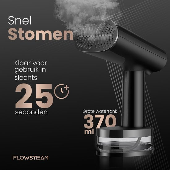 FLOWSTEAM® Luxury Clothes Dryer - Handheld steamer - Défroisseur à linge - Matte Black Edition - Sac de rangement inclus