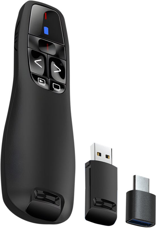 Nuvance Presentation Clicker - Laser - Pointeur - Présentateur - Récepteur USB - Adaptateur USB C inclus - Clicker