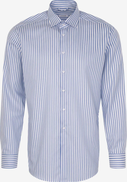 SEIDENSTICKER Regular Fit Business Shirt Blue Denim/White, Long Sleeve, Kent Collar