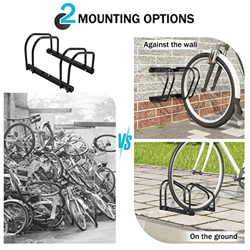 Woltu Porte-vélos pour 2 vélos Métal noir - Fixation au sol et au mur