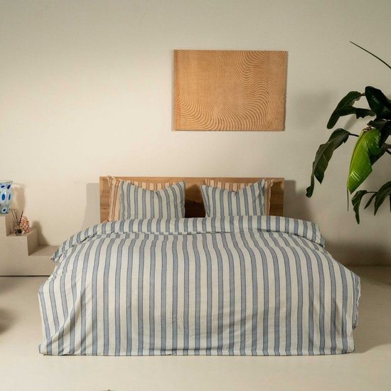 Housse de couette Kayori Mala en flanelle - 260 x 200-220 + 2 taies d'oreiller - Ultra-douce et isolante - Lit jumeaux - Bleu
