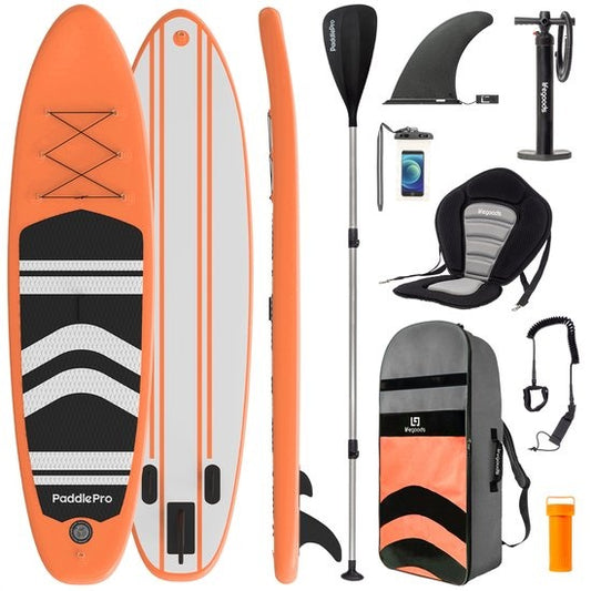 LifeGoods SUP Board - avec siège - Inflatable Paddle Board - Set complet - Max. 135KG - 320x81cm - Orange
