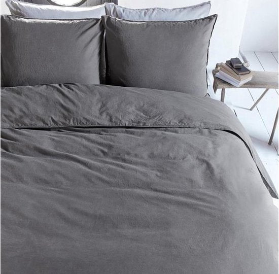 vtwonen Natural Stone housse de couette - Lits-Jumeaux XL - 260x200/220 - Anthracite