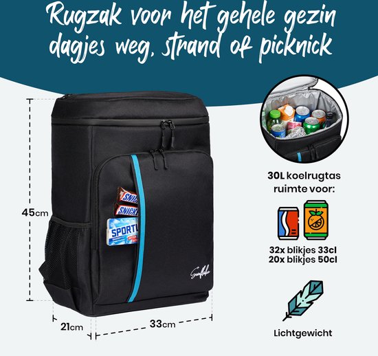 Cool Backpack Large 30 Liter - Cool Backpack - XXL Cool Backpack for Men & Women - Cool Backpack - Black - Sunflake