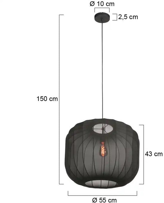 Anne Lighting - suspension - Sable - noir - lin et métal - Ø 55 cm - E27 - 4192ZW