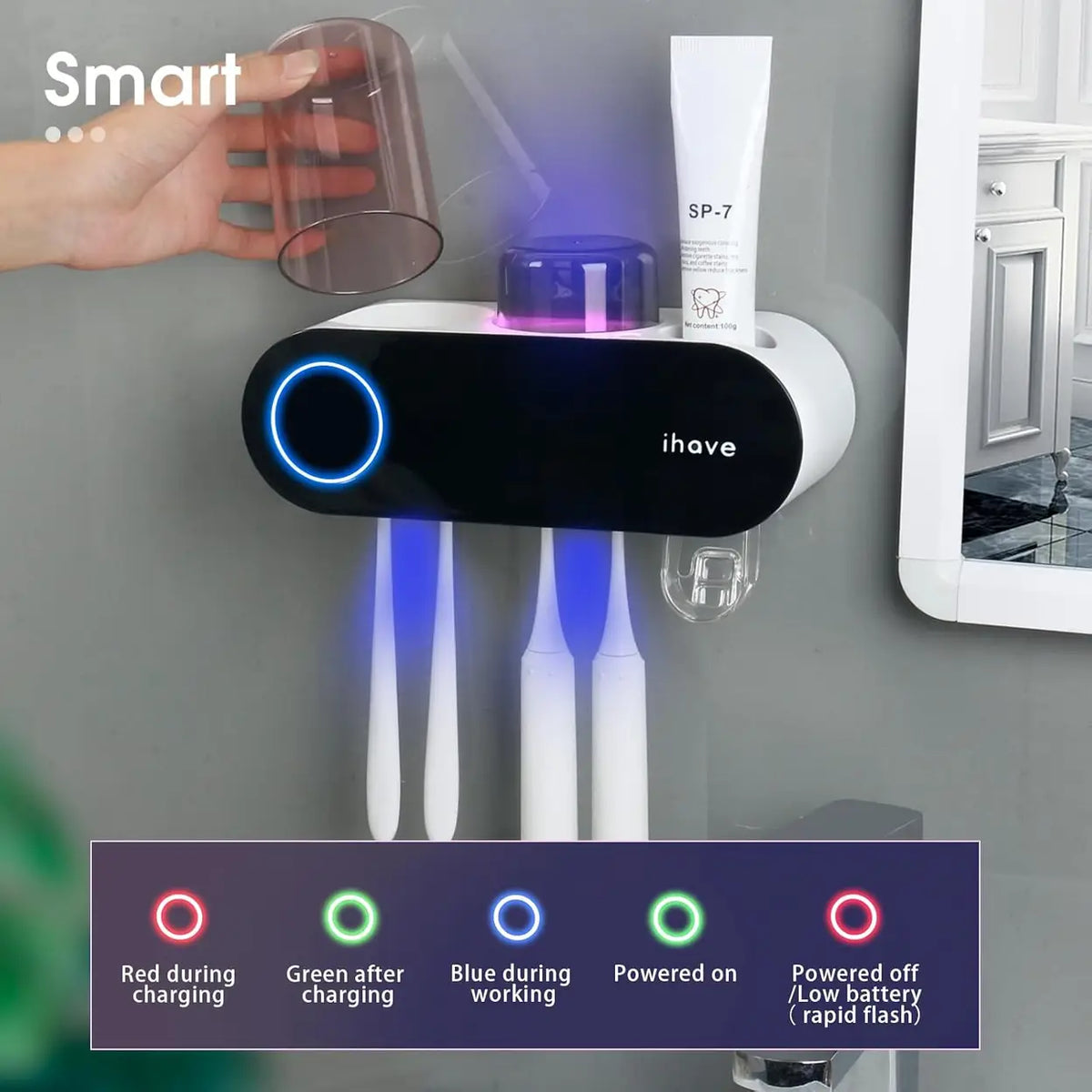 Appareil de désinfection pour brosses à dents Ihave F1102 avec support