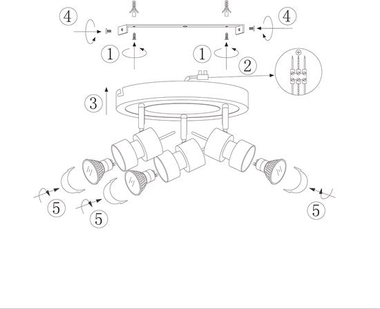 Spot Natasja 7905ST : spot rond en acier à 3 lampes avec ampoules GU10, orientable et à intensité variable avec lumière chaude, Steinhauer, design moderne