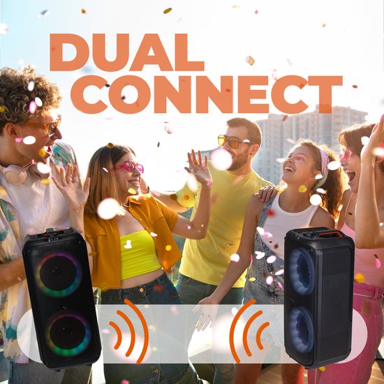 Denver - Haut-parleurs Bluetooth Party Box - Lumières disco - Télécommande incluse - Connexion microphone - BPS354 - Noir