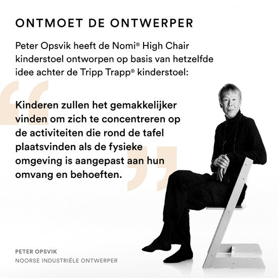 Chaise Stokke Nomi, noyer / noir - Favorise une posture assise active - Réglable sans outils - Comprend un repose-pieds stable et des roulettes anti-basculement - Supporte jusqu’à 150 kg