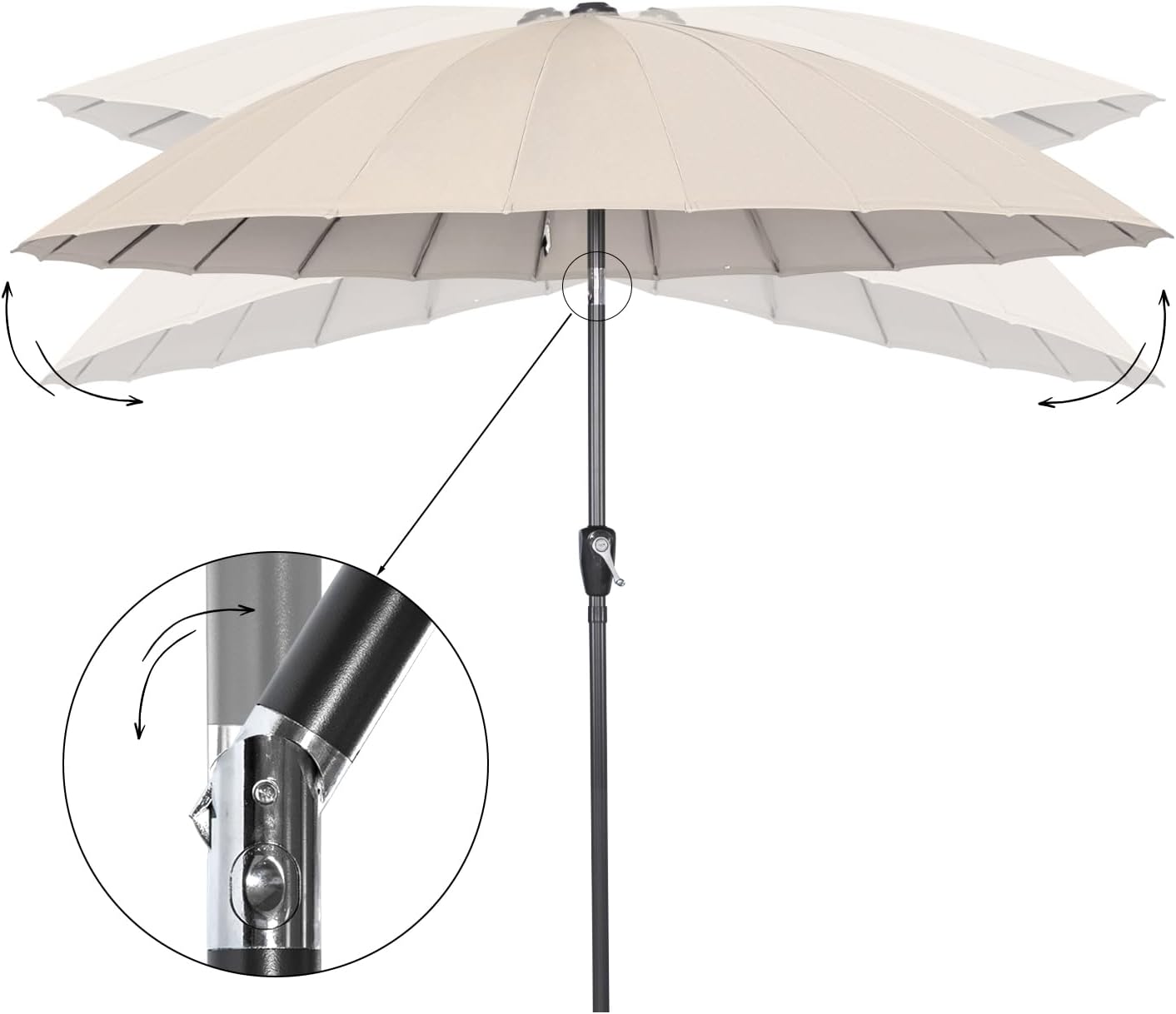 Angel Living Parasol Rond - Ø250 cm - Solide - Beige
