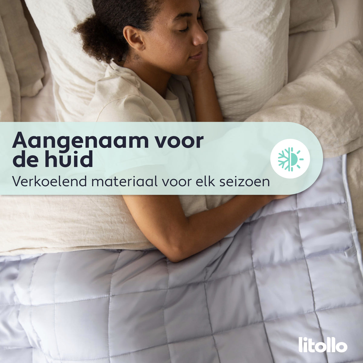 Litollo Weighted Blanket 8 kg - Couverture lestée - matériau durable en bambou - gris - 150x200cm
