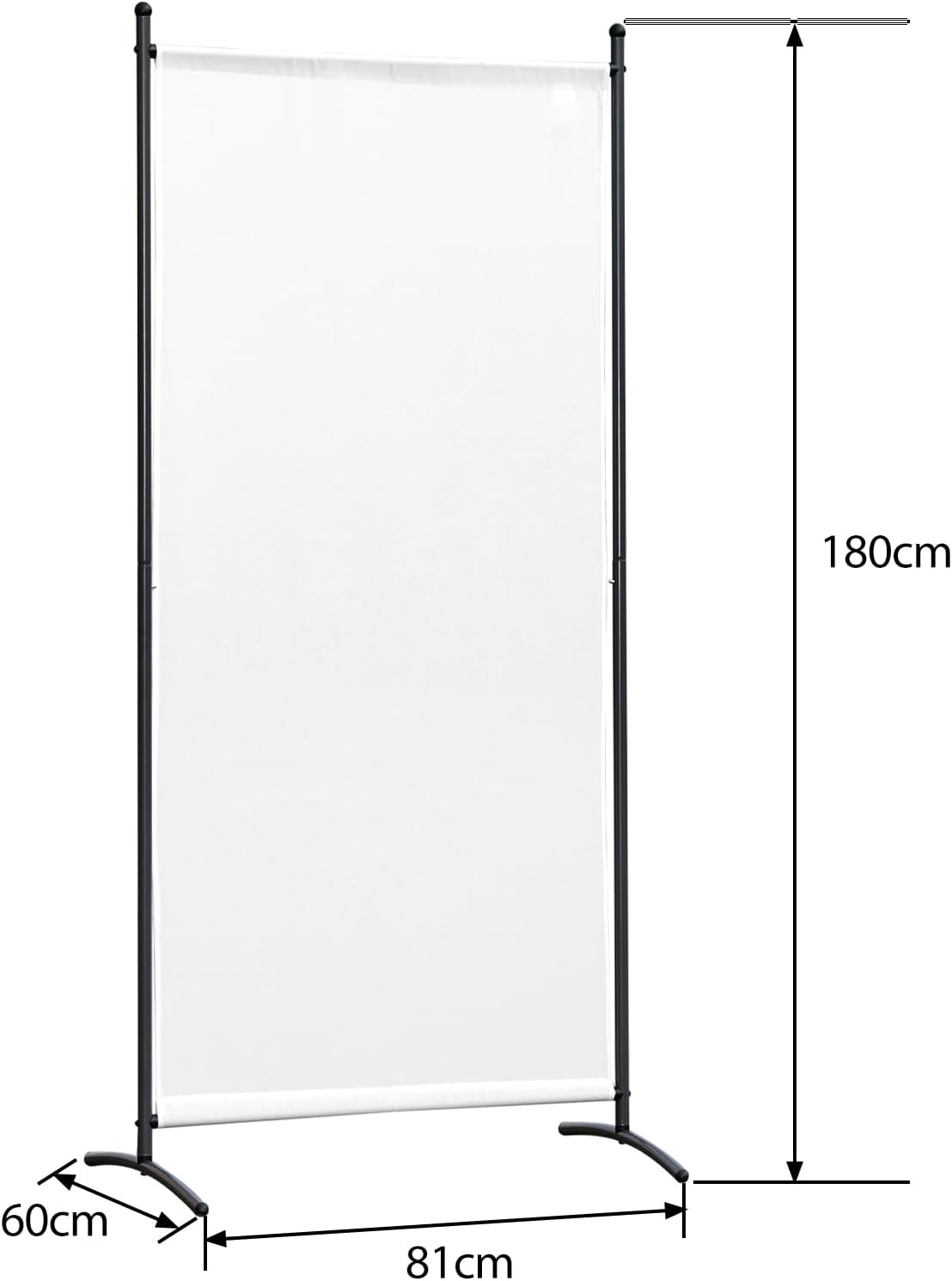 Angel Living Paravent - 1 pièce - 80x180 cm - Pliable - Acier & 160 g/m² Polyester - Séparation de pièces & Protection de la vie privée - Blanc