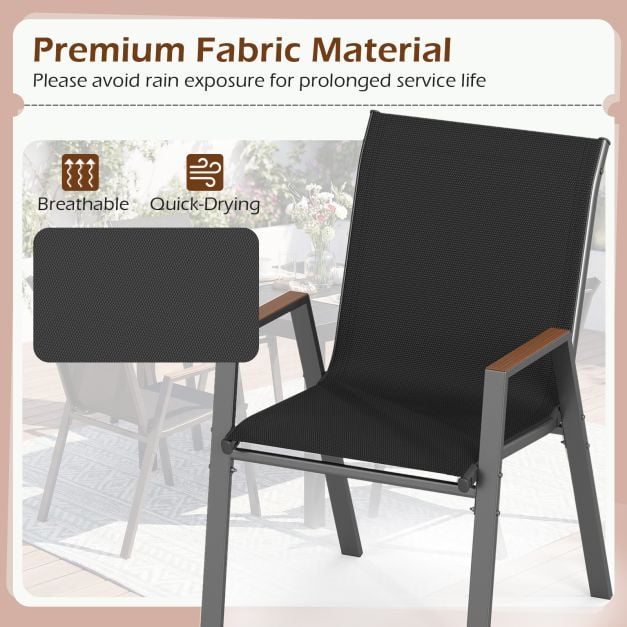 Coast Garden Chairs Set of 2 Grey - Chaises de terrasse empilables avec dossier haut - 56 x 66 x 88 cm