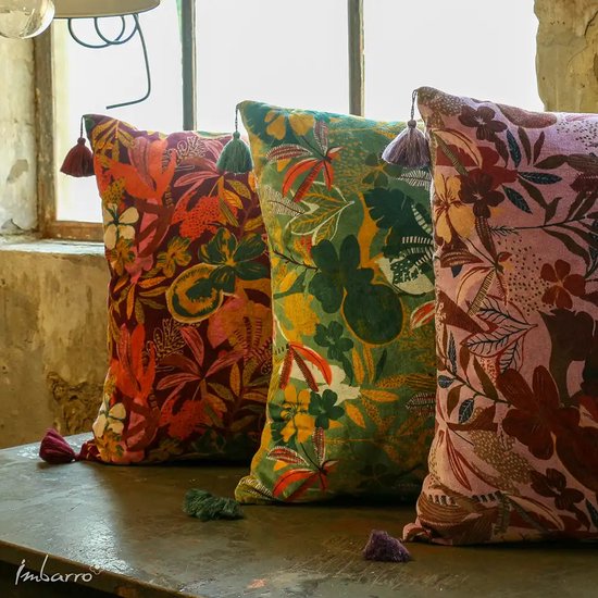 Imbarro - Coussin - Coussin décoratif - Merryl - Violet - 100 % velours de coton - 50 x 50 cm