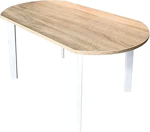 VVD Table basse - métal bois - 90 x 50 cm - blanc brun clair