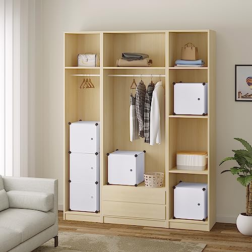 Woltu Armoire de rangement modulaire avec porte - Blanc - 96 x 30 x 96 cm - 6 compartiments