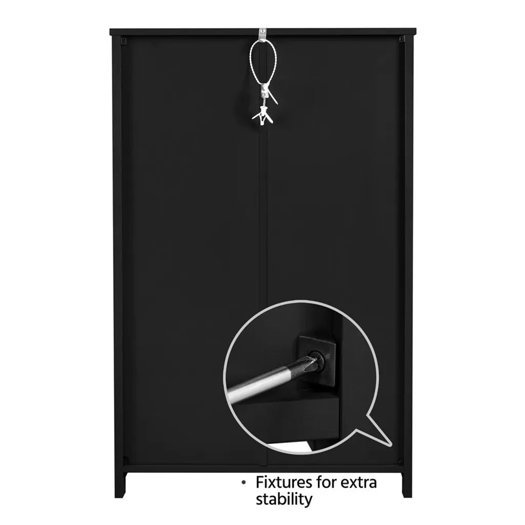 Armoire de salle de bains Yaheetech 55,5 x 29,5 x 86,5 cm - Noir - Meuble de salle de bains avec 3 tiroirs et une étagère réglable