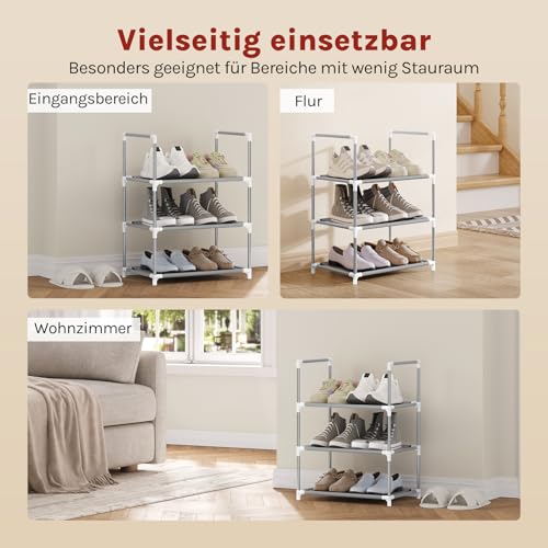 Woltu Shoe Rack 3-layer - Rangement compact pour chaussures avec étagères étroites, gris, 41 x 28 x 55 cm