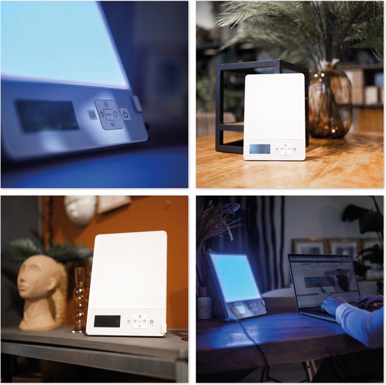 LIROMA® Lampe à lumière du jour - Lumière bleue et blanche - 10 000 LUX - Minuterie - Luminothérapie - Lampe de bureau