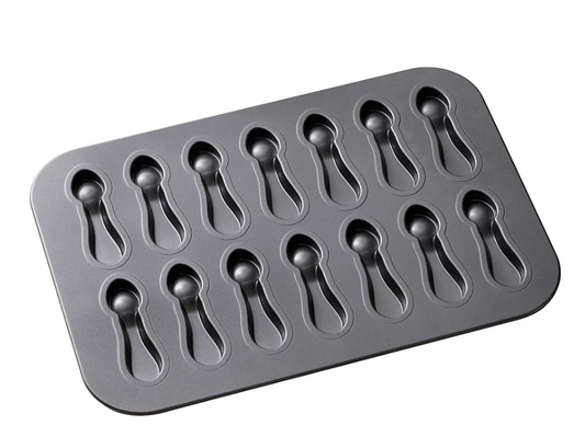 Chicago Metallic - 14 trous - moule à biscuits en forme de cuillère - Antiadhésif - Noir -.