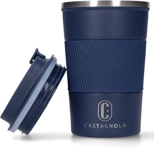 Tasse thermos Castagnola - Tasse à café à emporter - Tasse de voyage pour café et thé - Tasse à thé - 380 ML - acier inoxydable - Bleu