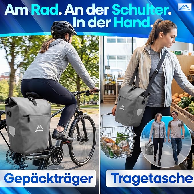 Sac de vélo Nextcover 28 L - TPU - Fermeture à enroulement/boucle - Porte-bagages - Gris