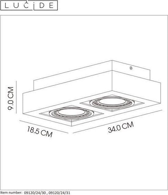 Lucide ZEFIX - Spot de plafond (lampe de plafond) - LED « Dim to warm » - GU10 (ES111) - 2x12 W 2200 K/3000 K - Noir
