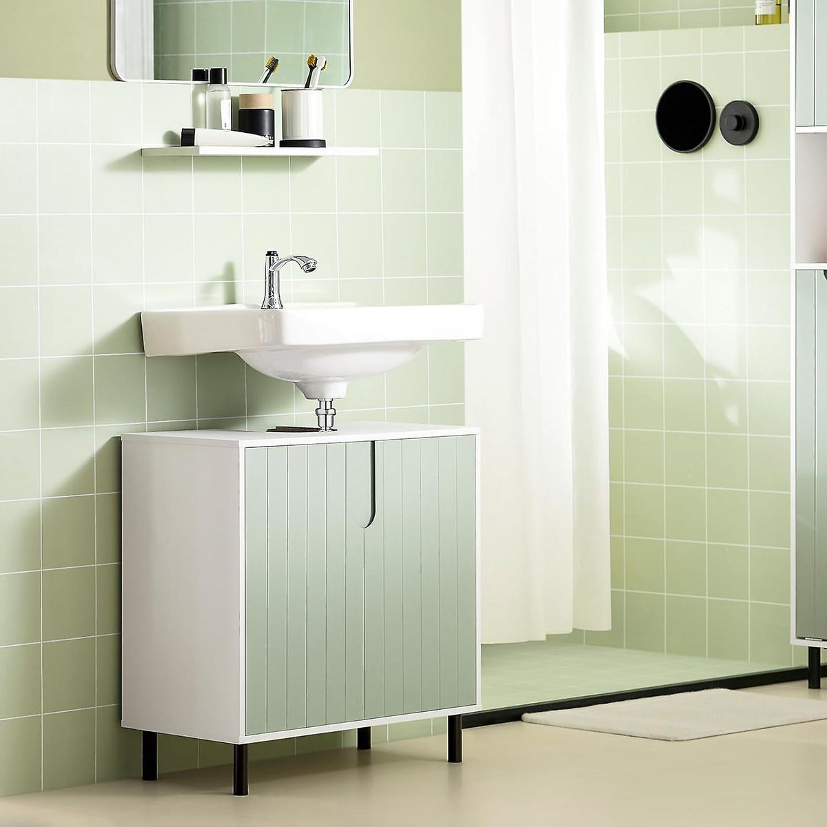 SoBuy - Meuble bas - Frais et Moderne - 60 x 30 x 60 cm - Blanc et Vert Clair