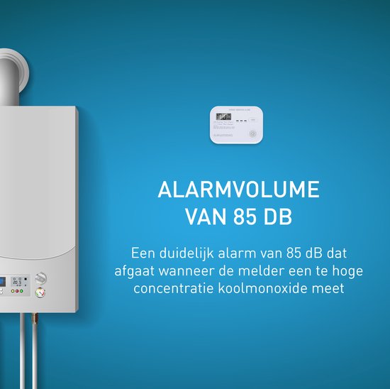 Détecteur de CO Grundig - Détecteur de monoxyde de carbone avec batterie de 10 ans - Compteur de CO avec écran LCD, alarme de niveau de batterie faible et alarme d'erreur de capteur - Détecteur de Co2 avec alarme 85dB - Montage mural - Blanc