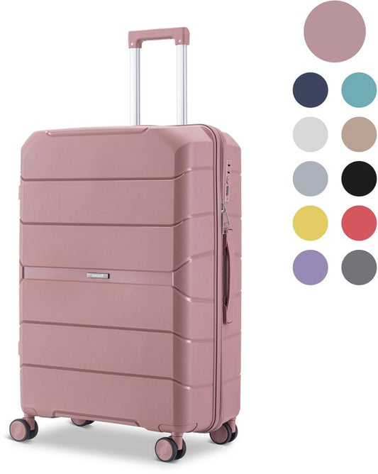 SKYCASES Urban Adventurer - Valise de voyage moyenne - Verrouillage par numéro - 44x27x66cm - 78L - Valise de voyage avec verrouillage de valise - Roues pivotantes - Rose V2