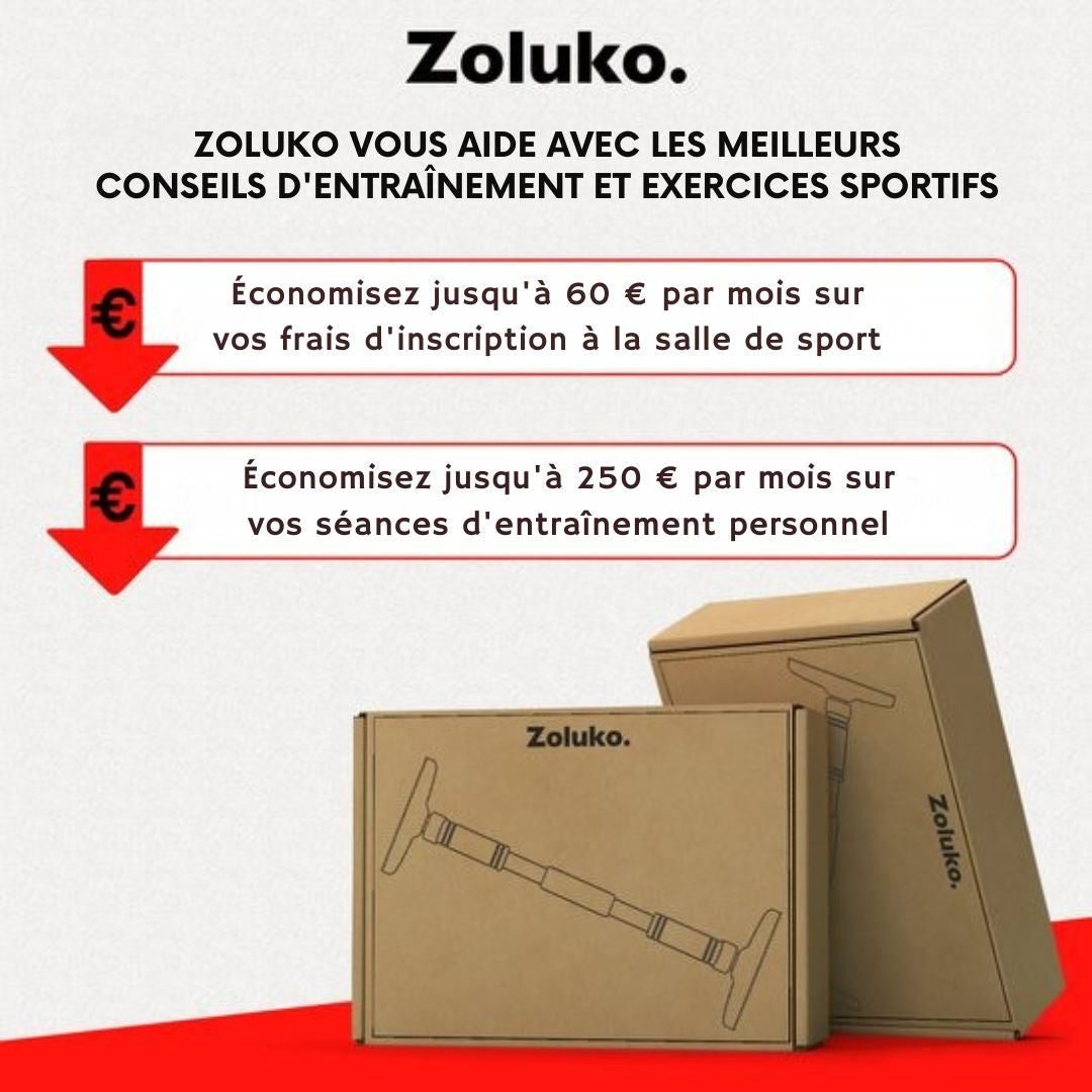 Barre de traction pour le fitness - Zoluko - Capacité de charge de 200kg - Fixation facile - sport à domicile - menton - Noir/Rouge