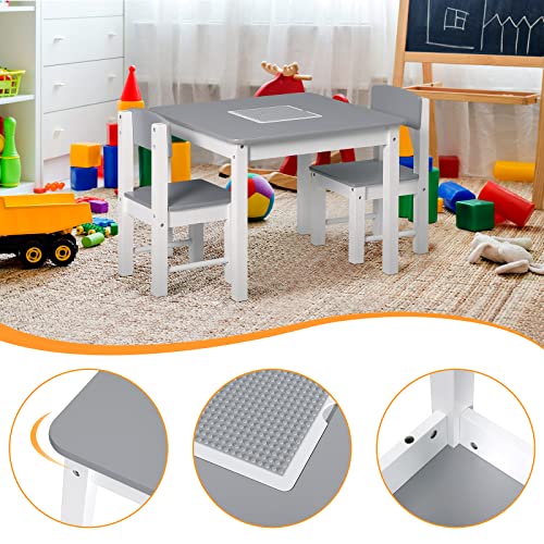 Ensemble table et chaises pour enfants Woltu avec drap de jeu réversible - blanc et gris