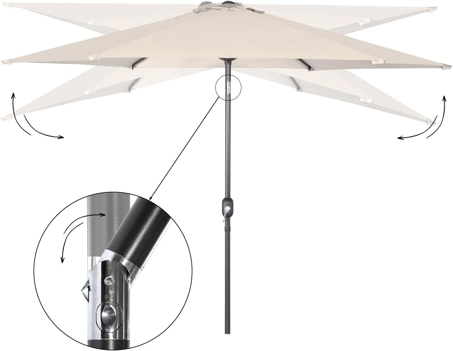 Angel Living Parasol - Ø300 cm - Inclinable - Crème