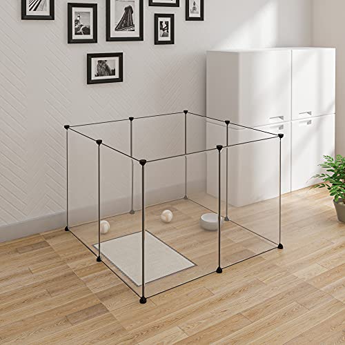 Grille de promenade Eugad pour petits animaux - Plastique PP et grillage en acier - 102 x 70 cm - Noir