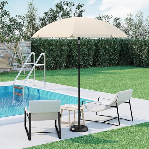 Parasol Woltu Beige - Diamètre 135 cm - Hauteur et inclinaison réglables