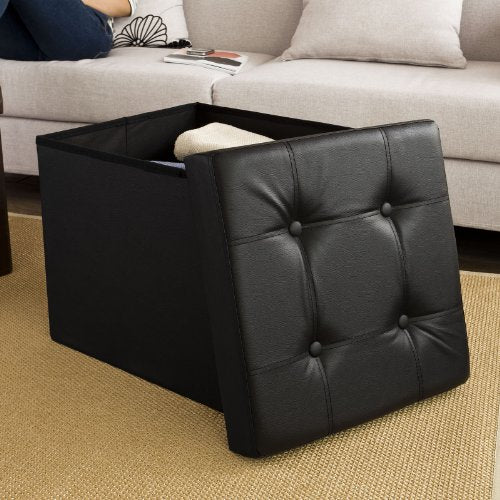 SoBuy Pouf avec rangement - 48 x 48 x 48 cm - Noir