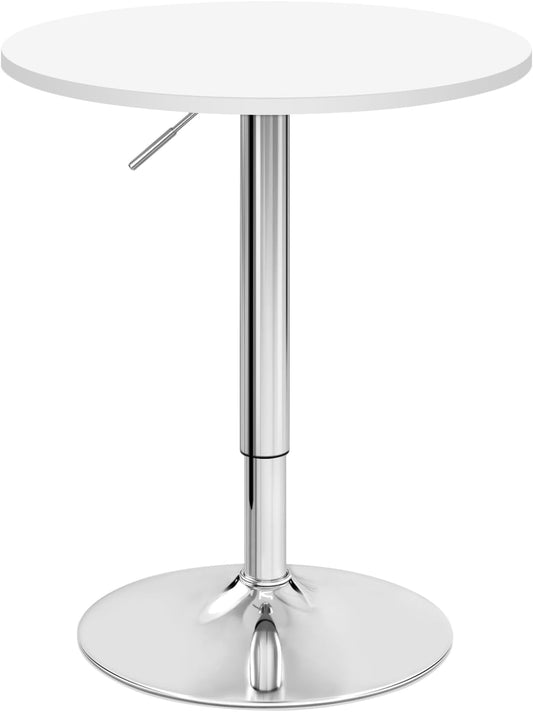 Woltu BT02ws Table de bar réglable - Rond 60x60 cm - Hauteur 68-88 cm - Blanc