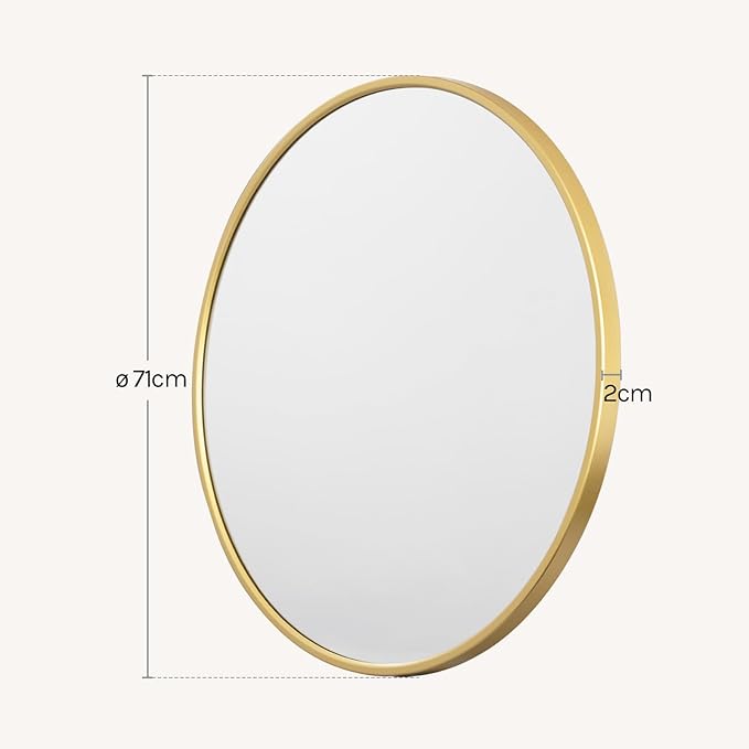 WOLTU MB6094gd04 - miroir mural rond éclairé - 71 cm - cadre métal doré