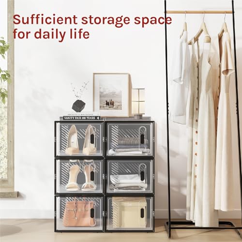 Woltu Shoe Storage Boxes Set of 8 - Boîtes à chaussures transparentes empilables avec façade - Plastique dur - 35 x 25 x 19 cm