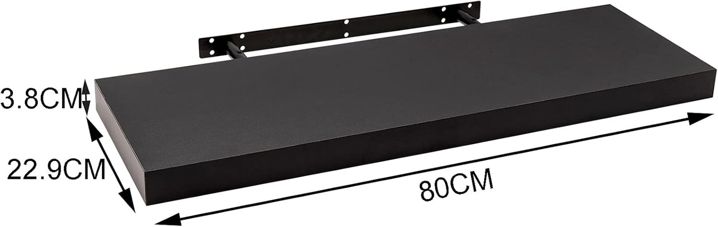 Etagère murale flottante Woltu - 80x22.9x3.8 cm - Noir - Support mural en MDF Moderne et peu encombrant