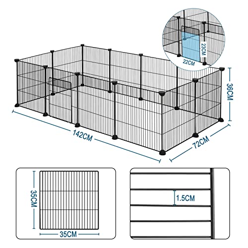 Eugad Clôture modulaire pour petits animaux domestiques Noir 142 x 72 x 36 cm