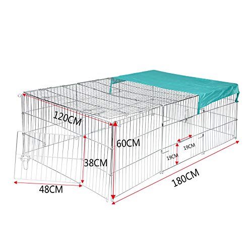 EUGAD Recinto Libero Lapin Run - Métal galvanisé - 180 x 120 x 60 cm