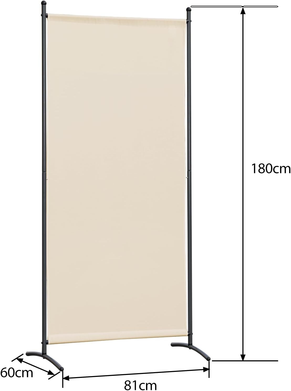 Angel Living Paravent - 1 pièce - 80x180 cm - Pliable - Acier & 160 g/m² Polyester - Séparation de pièce & Protection de la vie privée - Beige