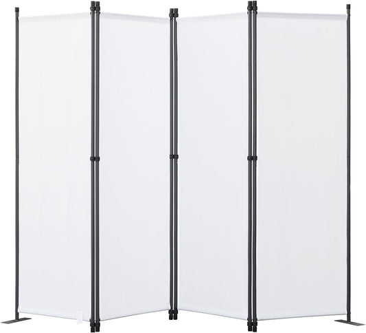 Angel Living Paravent de chambre - 4 pièces - 224x165 cm - Pliable - Acier et polyester - Autoportant - Séparation de pièces et intimité - Blanc